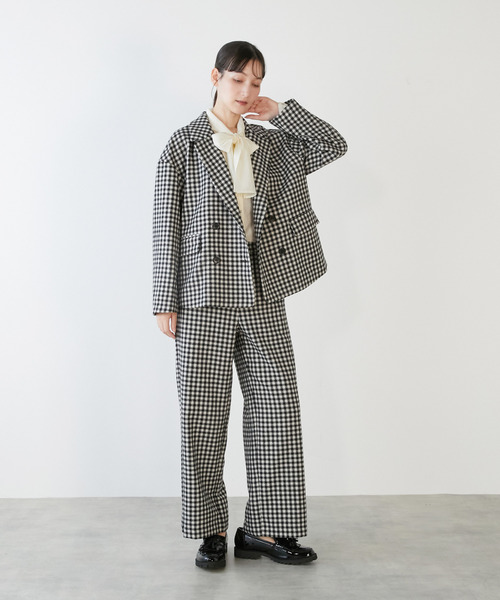 LOGEMENT DE CLAIRE(ロジュモンドクレール)の「【LOURMARIN】ダブルブレストジャケット(その他アウター・レディース・ライトグレー/ホワイト×ブラック/ブラウン系その他/チャコールグレー・FREE)」の14枚目の写真
