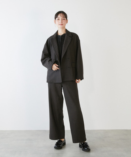 LOGEMENT DE CLAIRE(ロジュモンドクレール)の「【LOURMARIN】ダブルブレストジャケット(その他アウター・レディース・ライトグレー/ホワイト×ブラック/ブラウン系その他/チャコールグレー・FREE)」の13枚目の写真