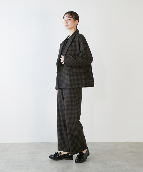 LOGEMENT DE CLAIRE(ロジュモンドクレール)の「【LOURMARIN】ダブルブレストジャケット(その他アウター・レディース・ライトグレー/ホワイト×ブラック/ブラウン系その他/チャコールグレー・FREE)」の12枚目の写真