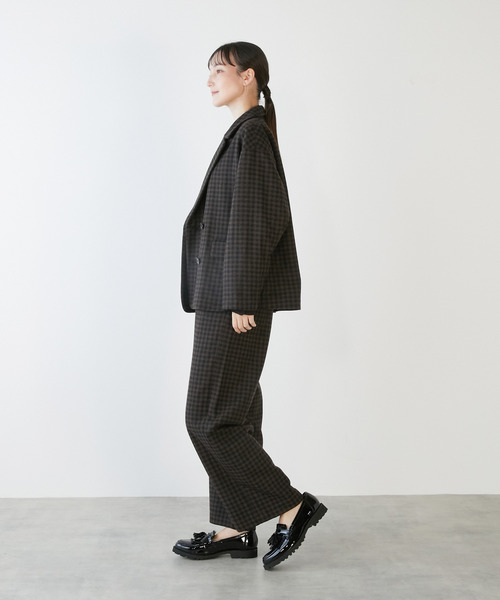 LOGEMENT DE CLAIRE(ロジュモンドクレール)の「【LOURMARIN】ダブルブレストジャケット(その他アウター・レディース・ライトグレー/ホワイト×ブラック/ブラウン系その他/チャコールグレー・FREE)」の11枚目の写真