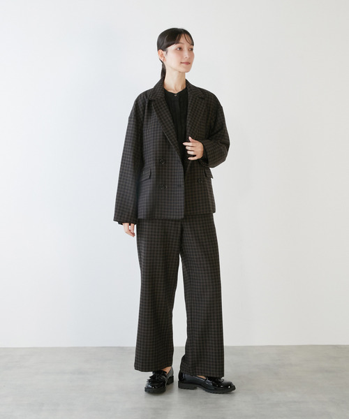 LOGEMENT DE CLAIRE(ロジュモンドクレール)の「【LOURMARIN】ダブルブレストジャケット(その他アウター・レディース・ライトグレー/ホワイト×ブラック/ブラウン系その他/チャコールグレー・FREE)」の8枚目の写真