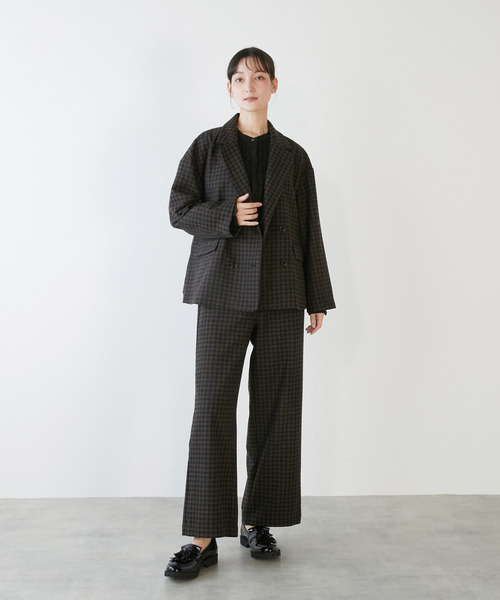 LOGEMENT DE CLAIRE(ロジュモンドクレール)の「【LOURMARIN】ダブルブレストジャケット(その他アウター・レディース・ライトグレー/ホワイト×ブラック/ブラウン系その他/チャコールグレー・FREE)」の7枚目の写真