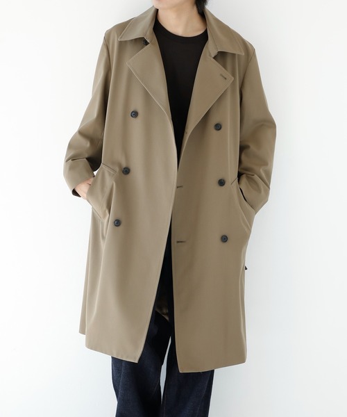 CITY TOKYO(シティトウキョウ)の「【CITY TOKYO/シティートーキョー】Wool gabardine トレンチコート(トレンチコート・メンズ・ブラック/ベージュ・1/2)」の1枚目の写真
