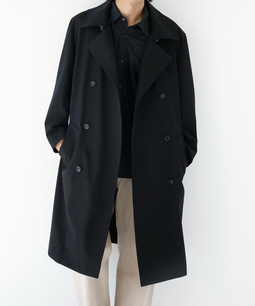CITY TOKYO(シティトウキョウ)の「【CITY TOKYO/シティートーキョー】Wool gabardine トレンチコート(トレンチコート・メンズ・ブラック/ベージュ・1/2)」の3枚目の写真