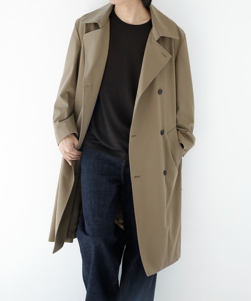 CITY TOKYO(シティトウキョウ)の「【CITY TOKYO/シティートーキョー】Wool gabardine トレンチコート(トレンチコート・メンズ・ブラック/ベージュ・1/2)」の12枚目の写真