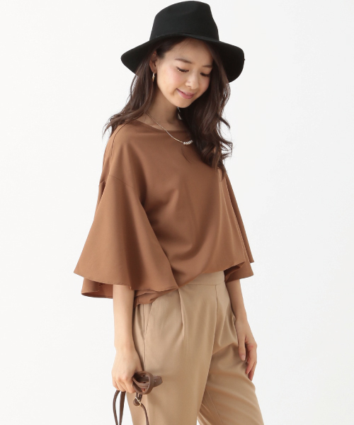 earth music&ecology（アースミュージックアンドエコロジー）の「【2016Autumn】ラッフルスリーブバックリボンプルオーバー（Tシャツ/カットソー・レディース・ネイビー/ダークグリーン/バーガンディー/キャメル・FREE）」の3枚目の写真