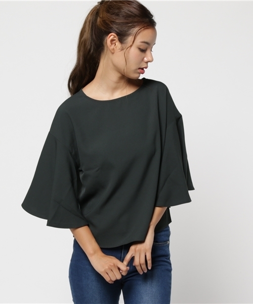 earth music&ecology（アースミュージックアンドエコロジー）の「【2016Autumn】ラッフルスリーブバックリボンプルオーバー（Tシャツ/カットソー・レディース・ネイビー/ダークグリーン/バーガンディー/キャメル・FREE）」の13枚目の写真