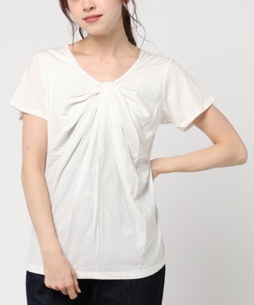 Audition(オーディション)の「M0468 フロントツイストプルオーバー(Tシャツ/カットソー・レディース・ネイビー/ブラック/ホワイト・MEDIUM)」の2枚目の写真