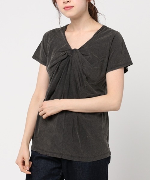 Audition(オーディション)の「M0468 フロントツイストプルオーバー(Tシャツ/カットソー・レディース・ネイビー/ブラック/ホワイト・MEDIUM)」の1枚目の写真