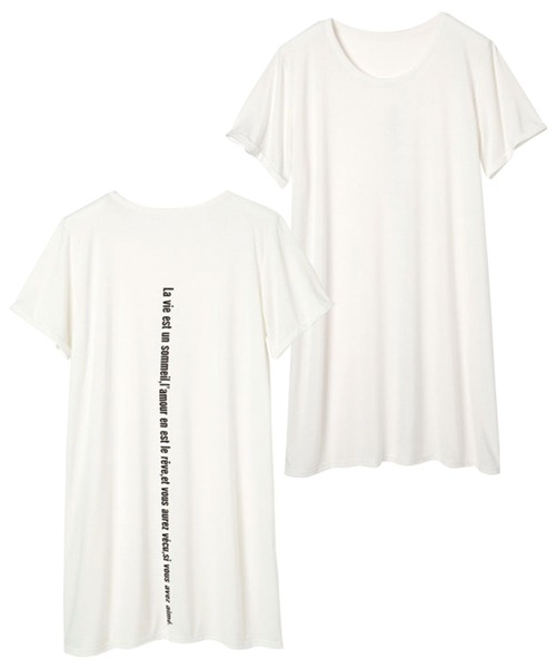 RANAN(ラナン)の「ロング丈プリントゆるTシャツ(Tシャツ/カットソー・レディース・ブラック/カーキ/ブラック系その他/グレー/ホワイト/オフホワイト/チャコールグレー/ホワイト系その他/ホワイト系その他2/ブラック系その他2/ホワイト系その他4/ホワイト系その他3/ブラック系その他4/ブラック系その他3/ホワイト系その他5/ブラック系その他5/グレー系その他2/グレー系その他/ホワイト系その他6/ブラック系その他6・LARGE/MEDIUM/XX-LARGE/X-LARGE)」の5枚目の写真