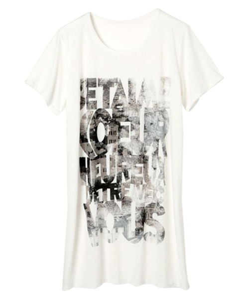 RANAN(ラナン)の「ロング丈プリントゆるTシャツ(Tシャツ/カットソー・レディース・ブラック/カーキ/ブラック系その他/グレー/ホワイト/オフホワイト/チャコールグレー/ホワイト系その他/ホワイト系その他2/ブラック系その他2/ホワイト系その他4/ホワイト系その他3/ブラック系その他4/ブラック系その他3/ホワイト系その他5/ブラック系その他5/グレー系その他2/グレー系その他/ホワイト系その他6/ブラック系その他6・LARGE/MEDIUM/XX-LARGE/X-LARGE)」の6枚目の写真