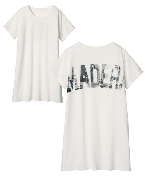 RANAN(ラナン)の「ロング丈プリントゆるTシャツ(Tシャツ/カットソー・レディース・ブラック/カーキ/ブラック系その他/グレー/ホワイト/オフホワイト/チャコールグレー/ホワイト系その他/ホワイト系その他2/ブラック系その他2/ホワイト系その他4/ホワイト系その他3/ブラック系その他4/ブラック系その他3/ホワイト系その他5/ブラック系その他5/グレー系その他2/グレー系その他/ホワイト系その他6/ブラック系その他6・LARGE/MEDIUM/XX-LARGE/X-LARGE)」の7枚目の写真