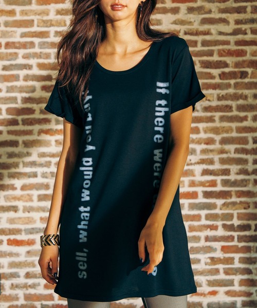 RANAN(ラナン)の「ロング丈プリントゆるTシャツ(Tシャツ/カットソー・レディース・ブラック/カーキ/ブラック系その他/グレー/ホワイト/オフホワイト/チャコールグレー/ホワイト系その他/ホワイト系その他2/ブラック系その他2/ホワイト系その他4/ホワイト系その他3/ブラック系その他4/ブラック系その他3/ホワイト系その他5/ブラック系その他5/グレー系その他2/グレー系その他/ホワイト系その他6/ブラック系その他6・LARGE/MEDIUM/XX-LARGE/X-LARGE)」の22枚目の写真