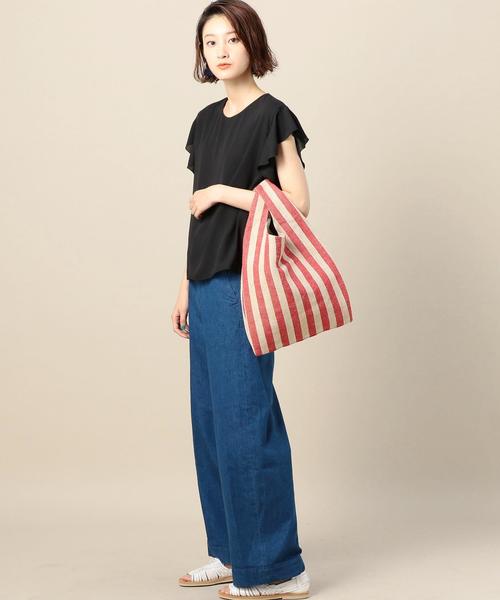 BEAUTY&YOUTH UNITED ARROWS（ビューティーアンドユースユナイテッドアローズ）の「BY ストライプショッピングバッグ ◆（トートバッグ・レディース・ブラック/ベージュ/レッド・FREE）」の12枚目の写真