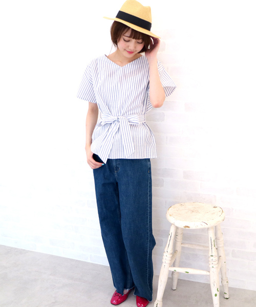 N.（N. Natural Beauty Basic）（エヌエヌナチュラルビューティーベーシック）の「◆ベーシックワイドデニム（デニムパンツ・レディース・ネイビー・MEDIUM/SMALL）」の2枚目の写真
