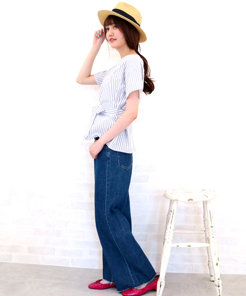 N.（N. Natural Beauty Basic）（エヌエヌナチュラルビューティーベーシック）の「◆ベーシックワイドデニム（デニムパンツ・レディース・ネイビー・MEDIUM/SMALL）」の4枚目の写真