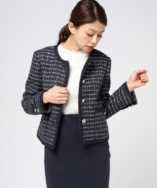 Nolley S ノーリーズ の ファンシーツィードジャケット ノーカラージャケット Wear