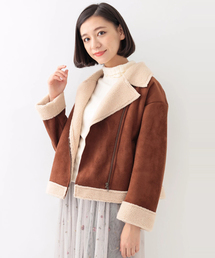 earth music&ecology | フェイクムートンライダースコート(ムートンコート)