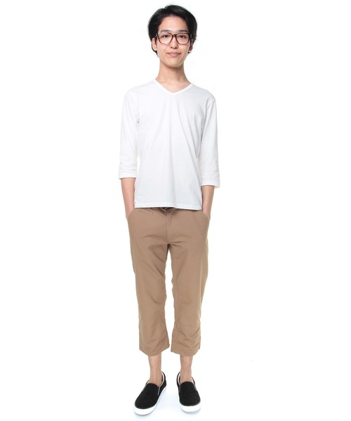 おしゃれスタ(オシャレスタ)の「ベルト付きクロップドパンツ(IR)(その他パンツ・メンズ・ブラック/オフホワイト/ベージュ/ネイビー・L/M/XL)」の3枚目の写真