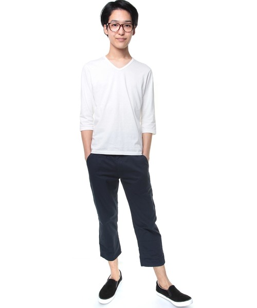 おしゃれスタ(オシャレスタ)の「ベルト付きクロップドパンツ(IR)(その他パンツ・メンズ・ブラック/オフホワイト/ベージュ/ネイビー・L/M/XL)」の4枚目の写真