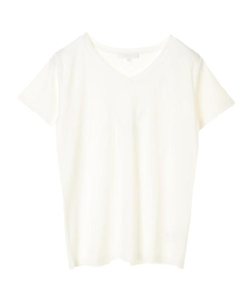 AMERICAN HOLIC（アメリカンホリック）の「60新疆綿スムースVネックTシャツ★（Tシャツ/カットソー・レディース・ピンクベージュ/杢グレー/ダークブルー/モカ/ミント/イエロー/オフホワイト/ブラック・L/M）」の13枚目の写真