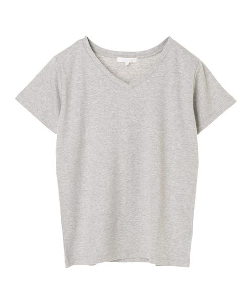 AMERICAN HOLIC（アメリカンホリック）の「60新疆綿スムースVネックTシャツ★（Tシャツ/カットソー・レディース・ピンクベージュ/杢グレー/ダークブルー/モカ/ミント/イエロー/オフホワイト/ブラック・L/M）」の17枚目の写真