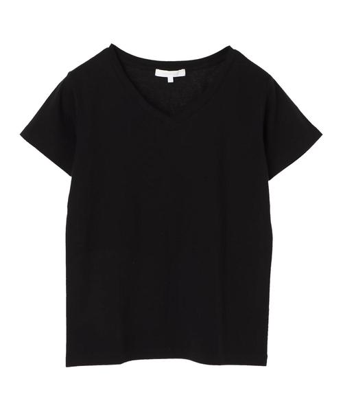 AMERICAN HOLIC（アメリカンホリック）の「60新疆綿スムースVネックTシャツ★（Tシャツ/カットソー・レディース・ピンクベージュ/杢グレー/ダークブルー/モカ/ミント/イエロー/オフホワイト/ブラック・L/M）」の11枚目の写真