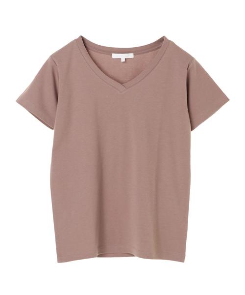 AMERICAN HOLIC（アメリカンホリック）の「60新疆綿スムースVネックTシャツ★（Tシャツ/カットソー・レディース・ピンクベージュ/杢グレー/ダークブルー/モカ/ミント/イエロー/オフホワイト/ブラック・L/M）」の15枚目の写真