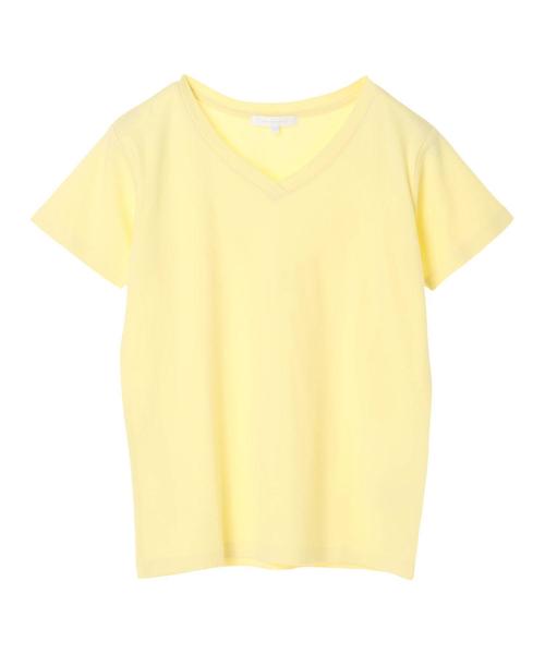 AMERICAN HOLIC（アメリカンホリック）の「60新疆綿スムースVネックTシャツ★（Tシャツ/カットソー・レディース・ピンクベージュ/杢グレー/ダークブルー/モカ/ミント/イエロー/オフホワイト/ブラック・L/M）」の9枚目の写真