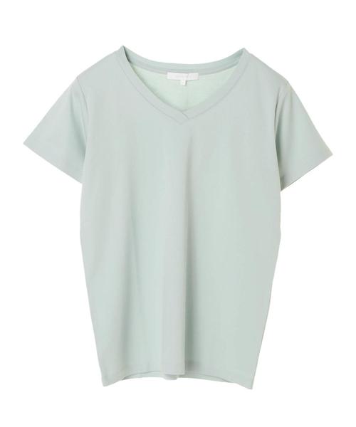 AMERICAN HOLIC（アメリカンホリック）の「60新疆綿スムースVネックTシャツ★（Tシャツ/カットソー・レディース・ピンクベージュ/杢グレー/ダークブルー/モカ/ミント/イエロー/オフホワイト/ブラック・L/M）」の10枚目の写真