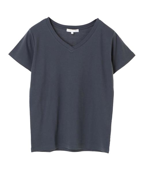 AMERICAN HOLIC（アメリカンホリック）の「60新疆綿スムースVネックTシャツ★（Tシャツ/カットソー・レディース・ピンクベージュ/杢グレー/ダークブルー/モカ/ミント/イエロー/オフホワイト/ブラック・L/M）」の19枚目の写真