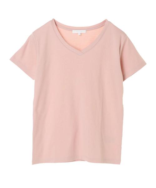 AMERICAN HOLIC（アメリカンホリック）の「60新疆綿スムースVネックTシャツ★（Tシャツ/カットソー・レディース・ピンクベージュ/杢グレー/ダークブルー/モカ/ミント/イエロー/オフホワイト/ブラック・L/M）」の20枚目の写真