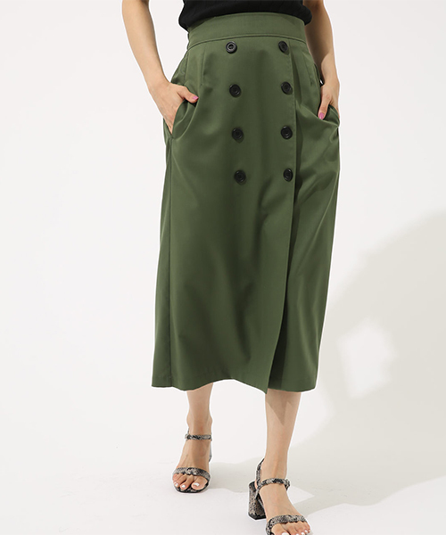 AZUL by moussy（アズールバイマウジー）の「ツイルトレンチSK（スカート・レディース・カーキ/ベージュ/イエロー系その他・MEDIUM/SMALL）」の3枚目の写真