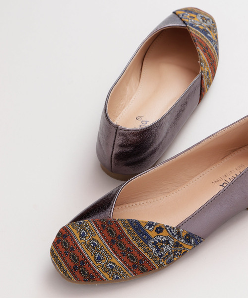 チャイハネ（チャイハネ）の「【チャイハネ】フォークロアシャイニーパンプス フラットシューズ（パンプス・レディース・ブラック系その他/オレンジ系その他・MEDIUM/LARGE）」の15枚目の写真