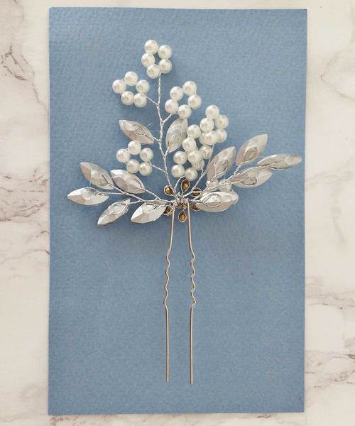 Cupid Heart(キューピッドハート)の「【Cupid Heart】結婚式アクセサリー ブーケかんざし髪留め(バレッタ/ヘアクリップ・レディース・シルバー・MEDIUM)」の9枚目の写真