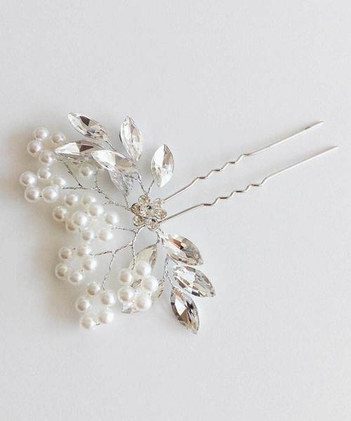 Cupid Heart(キューピッドハート)の「【Cupid Heart】結婚式アクセサリー ブーケかんざし髪留め(バレッタ/ヘアクリップ・レディース・シルバー・MEDIUM)」の7枚目の写真