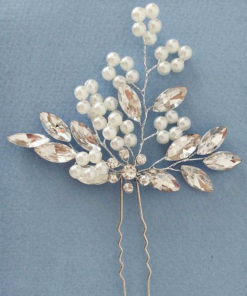 Cupid Heart(キューピッドハート)の「【Cupid Heart】結婚式アクセサリー ブーケかんざし髪留め(バレッタ/ヘアクリップ・レディース・シルバー・MEDIUM)」の4枚目の写真