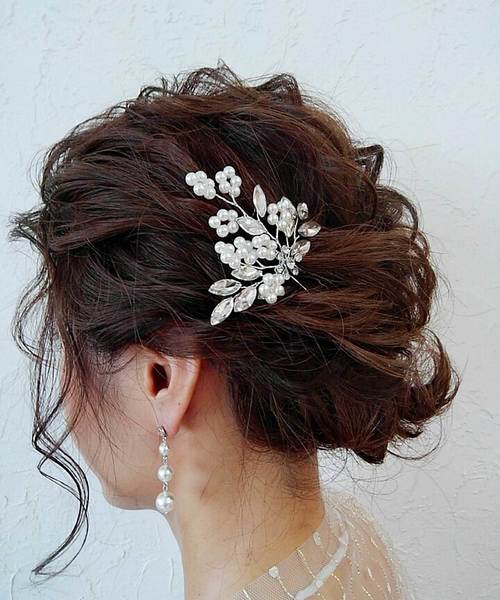 Cupid Heart(キューピッドハート)の「【Cupid Heart】結婚式アクセサリー ブーケかんざし髪留め(バレッタ/ヘアクリップ・レディース・シルバー・MEDIUM)」の3枚目の写真