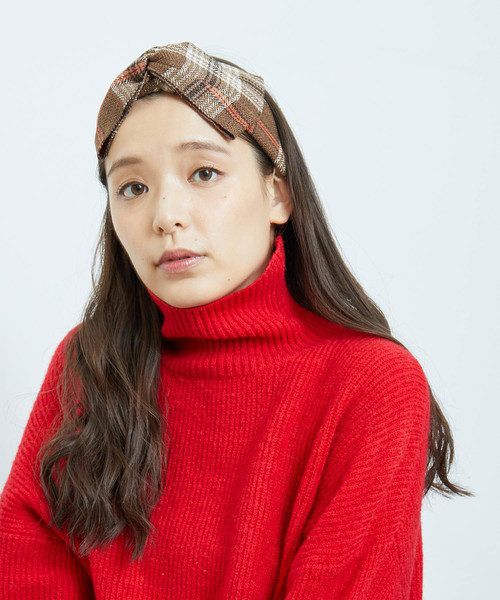 ROPE' PICNIC（ロペピクニック）の「ツイードチェックヘアターバン（ヘアバンド・レディース・ブラウン/グレー・FREE）」の8枚目の写真