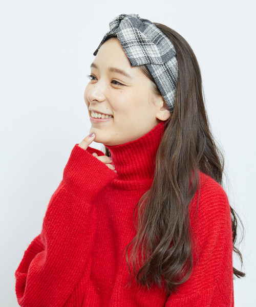 ROPE' PICNIC（ロペピクニック）の「ツイードチェックヘアターバン（ヘアバンド・レディース・ブラウン/グレー・FREE）」の5枚目の写真