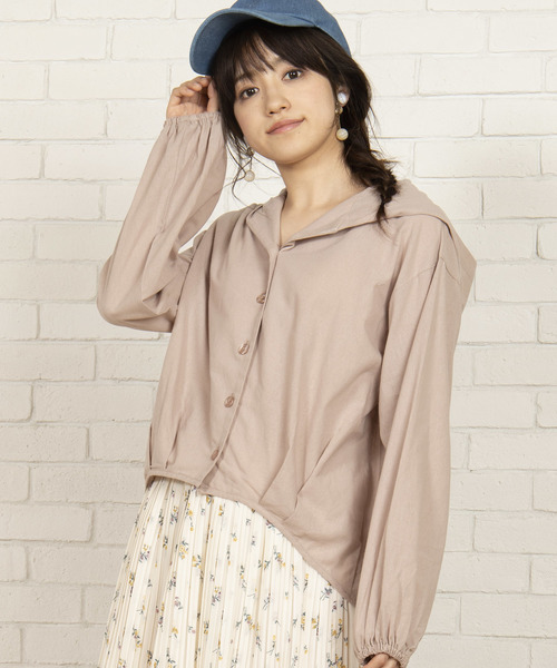 WEGO(ウィゴー)の「WEGO/ルーズフードシャツ(シャツ/ブラウス・レディース・レッド系その他2/ライトベージュ/ベージュ系その他2・FREE)」の2枚目の写真