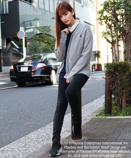 PLAYBOY 別注 ワンポイントVネックカーディガン（カーディガン/ボレロ