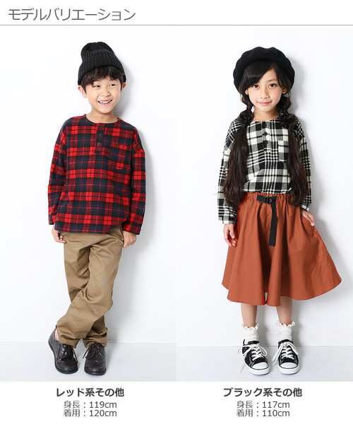 devirock（デビロック）の「ヘンリーネックネルチェックシャツ（シャツ/ブラウス・キッズ・ブラック系その他/レッド系その他/ブルー系その他/ブラウン系その他/グレー系その他/ブラウン系その他2・110cm/100cm/120cm/130cm/140cm/150cm/160cm/80ｃｍ/90cm）」の22枚目の写真