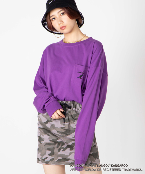 KANGOL（カンゴール）の「∴WEGO/【WEB限定】KANGOL 別注ビッグシルエットポケットロンT（Tシャツ/カットソー・メンズ・パープル/ブラウン/ブラック/ホワイト/ライトピンク/ベージュ・LARGE/MEDIUM）」の6枚目の写真