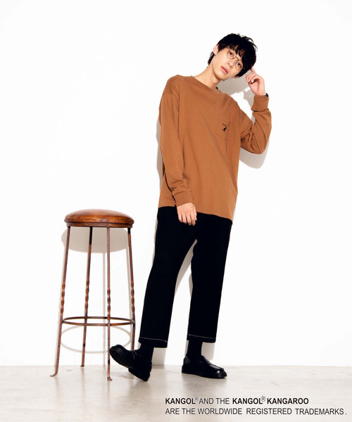 KANGOL（カンゴール）の「∴WEGO/【WEB限定】KANGOL 別注ビッグシルエットポケットロンT（Tシャツ/カットソー・メンズ・パープル/ブラウン/ブラック/ホワイト/ライトピンク/ベージュ・LARGE/MEDIUM）」の22枚目の写真