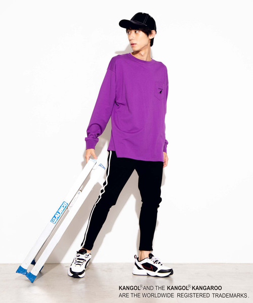 KANGOL（カンゴール）の「∴WEGO/【WEB限定】KANGOL 別注ビッグシルエットポケットロンT（Tシャツ/カットソー・メンズ・パープル/ブラウン/ブラック/ホワイト/ライトピンク/ベージュ・LARGE/MEDIUM）」の20枚目の写真