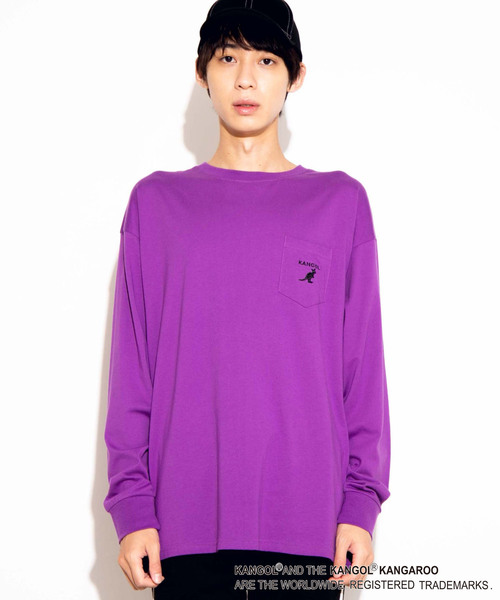KANGOL（カンゴール）の「∴WEGO/【WEB限定】KANGOL 別注ビッグシルエットポケットロンT（Tシャツ/カットソー・メンズ・パープル/ブラウン/ブラック/ホワイト/ライトピンク/ベージュ・LARGE/MEDIUM）」の11枚目の写真