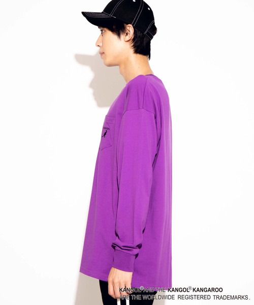 KANGOL（カンゴール）の「∴WEGO/【WEB限定】KANGOL 別注ビッグシルエットポケットロンT（Tシャツ/カットソー・メンズ・パープル/ブラウン/ブラック/ホワイト/ライトピンク/ベージュ・LARGE/MEDIUM）」の10枚目の写真