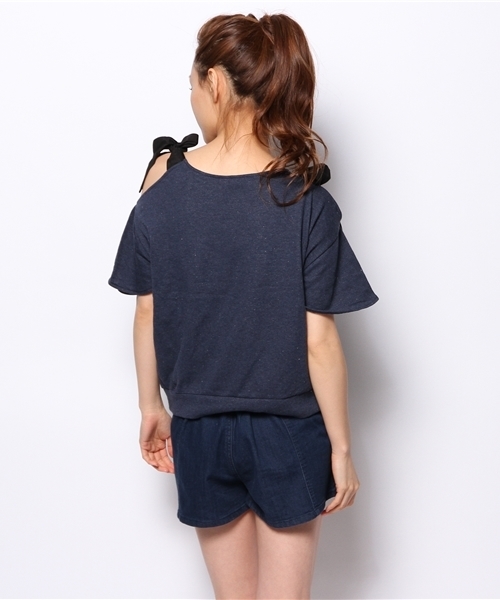 mystic（ミスティック）の「肩リボンプルオーバー（Tシャツ/カットソー・レディース・ベージュ/ネイビー/グレー・ﾌﾘ-）」の9枚目の写真