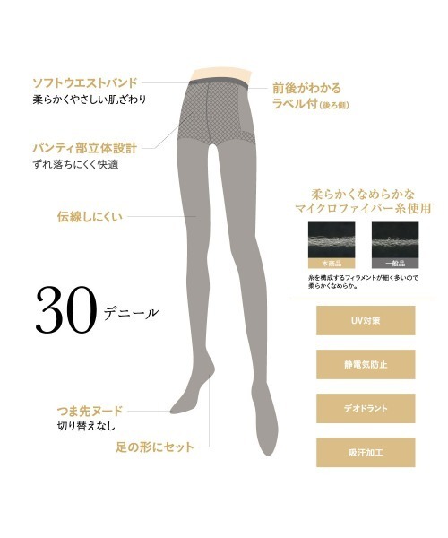 SABRINA（サブリナ）の「【SABRINA】美しく透けるシアータイツ 30